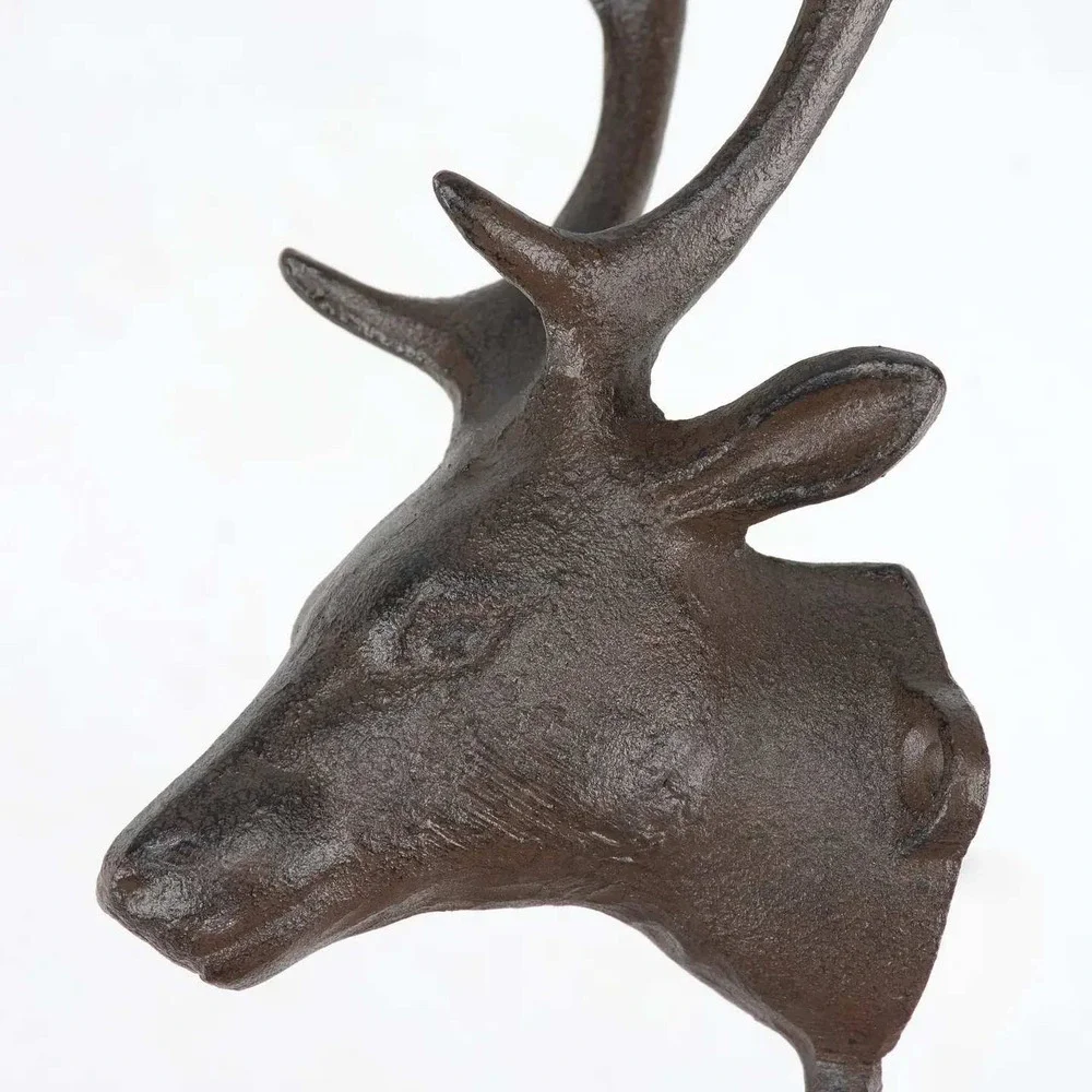 Cast Iron Reindeer Head‎ Wall Hook Rustic Cabin Lodge Decor
